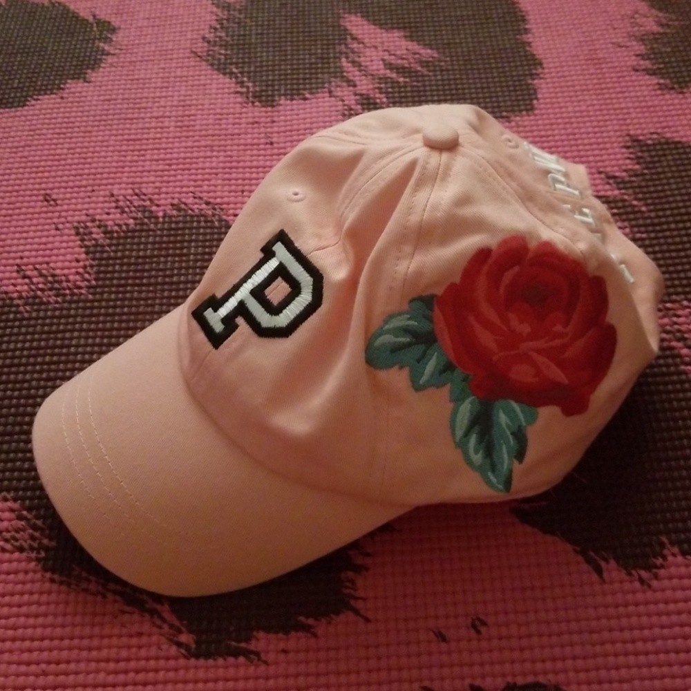 PINK floral embroidery hat